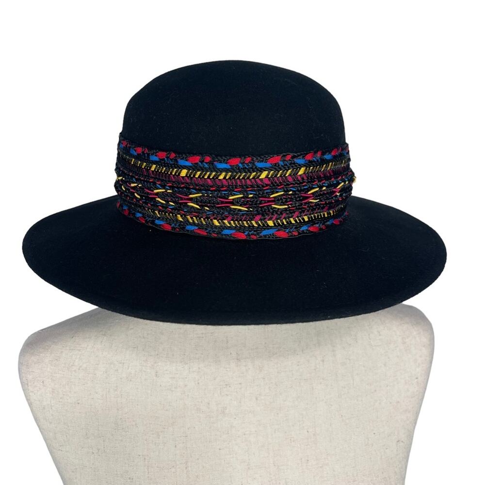 Kathy Jeanne Women's 100% Wool Felt Hat African Style Trim